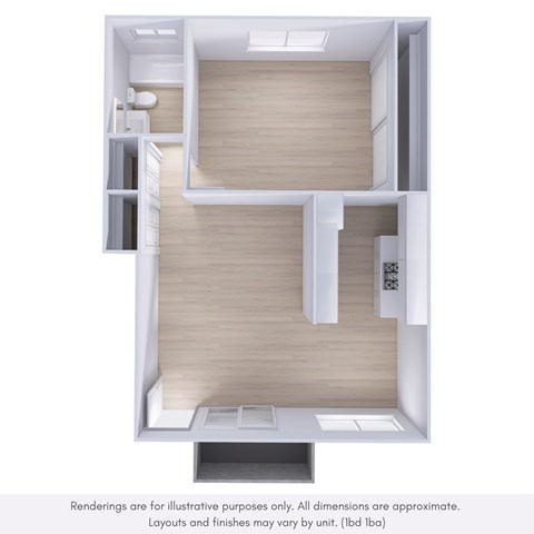 Floor plan for 1 bed, 1 bath, 850 sqft